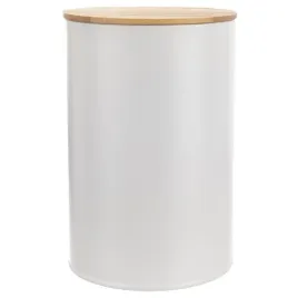 pojemnik-na-zywnosc-metalowy-bialy-z-bambusowa-pokrywka-whiteline-800-ml