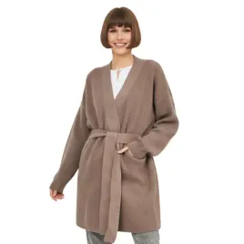 sweter-damski-zara-knitted-brazowy-kardigan