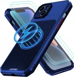 metalowe-etui-do-iphone-14-folia-ochronna-na-ekran-niebieskie