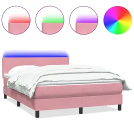 lozko-kontynentalne-z-materacem-i-led-rozowe-160x220-cm-aksamit
