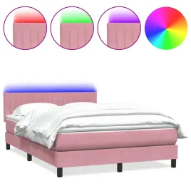 lozko-kontynentalne-z-materacem-i-led-rozowe-160x220-cm-aksamit