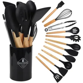 zestaw-przyborow-kuchennych-silikon-drewno-zestaw-12-elementow-czarny