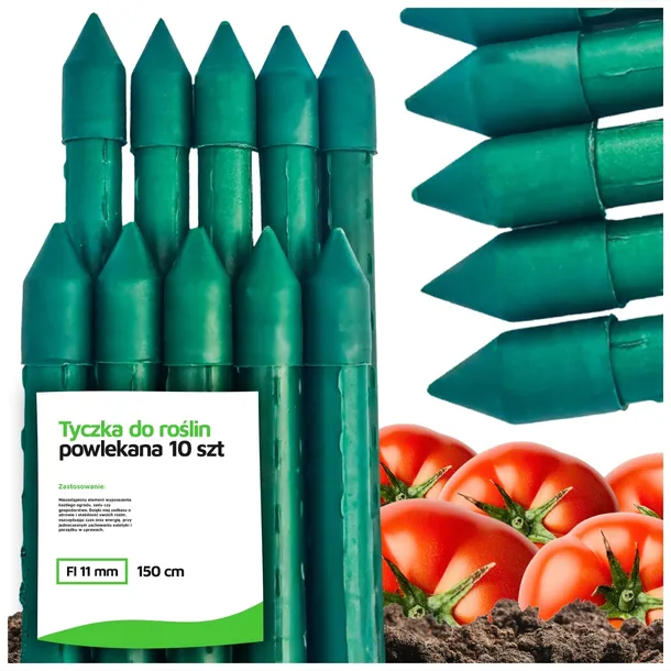 TYCZKI do POMIDORÓW 150 cm ROŚLIN PALIK PODPORA STALOWA 10 szt 11 mm TYCZKA