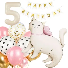 balony-dekoarcje-zestaw-balonow-na-5-urodziny-kotek-kicia-13-szt