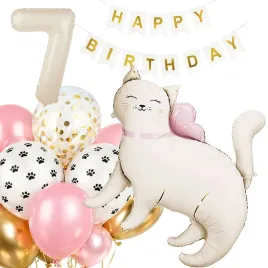 balony-dekoarcje-zestaw-balonow-na-7-urodziny-kotek-kicia-13-szt