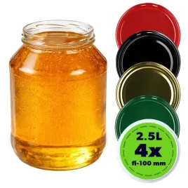 4x-sloik-25-l-sloiki-na-miod-przetwory-sloj-szklany-wieczka-zakretki-fi100