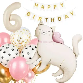 balony-dekoarcje-zestaw-balonow-na-6-urodziny-kotek-kicia-13-szt
