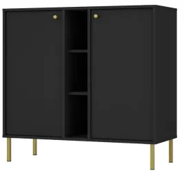komoda-bravo-2d-typ-822-czarny-grafit-noga-prosta-metal-zlote-dodatki