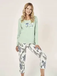 pizama-damska-pistacjowa-w-liscie-taro-r-xxl