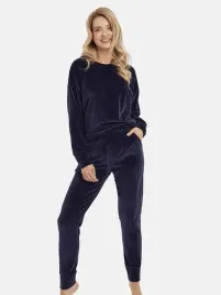dres-komplet-damski-welurowy-bluza-i-spodnie-granatowy-taro-r-l