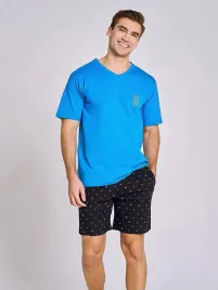 pizama-meska-krotka-bawelniana-niebieska-taro-r-2xl