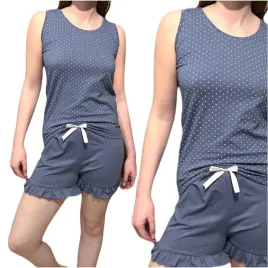 pizama-damska-bez-rekawow-spodenki-kropki-jeans-l