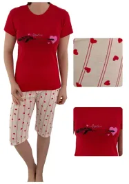 pizama-damska-bawelniana-3-4-spodnie-my-heart-you-czerwony-3xl