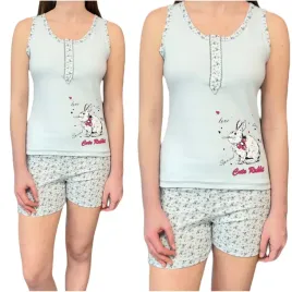 pizama-damska-kr-spodenki-niebieska-krolik-l-xl