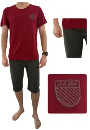 pizama-3-4-meska-bawelniana-logo-haft-bordo-xxl