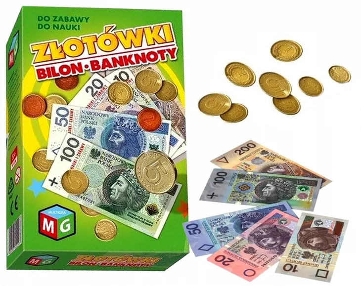 Złotówki Bilon Banknoty do zabawy nauki Pieniądze