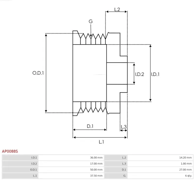 kolo-pasowe-alternatora-as-pl-ap0088s-jakosc-czesci-zgodnie-z-gvo-q-oryginal-z-logo-producenta-czesci-oem-oes
