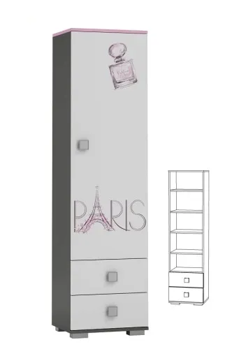 szafa młodzieżowa grafika szuflady półki pokój dziecka PARIS Y2 różowa