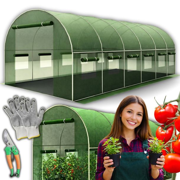 TUNEL OGRODOWY FOLIOWY SZKLARNIA 6x3 m ZIELONY 18 m2 PREMIUM RURKI FI 25