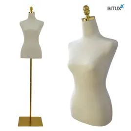manekin-krawiecki-tors-regulowana-wysokosc-bezowy-ecru-elegancki-zloty-stoj
