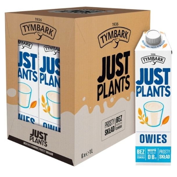 Tymbark Just Plants Mleko Roślinne Owsiane Napój Roślinny Owsiany 6 x 1l