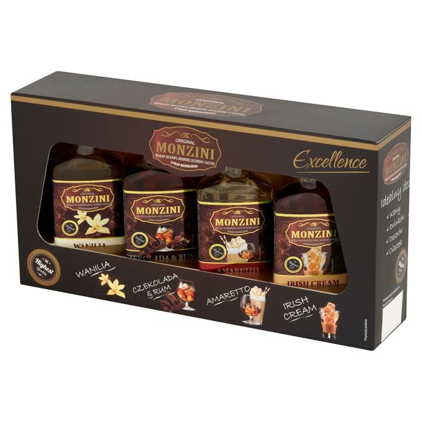 Zestaw syropów do kawy amaretto, irish, czekolada z rumem oraz wanilia