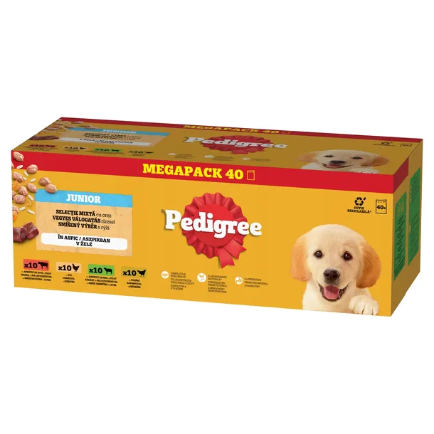 PEDIGREE Junior Wybór Smaków mokra karma dla szczeniąt w galaretce 40x100 g