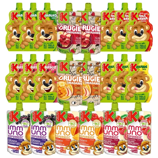 Kubuś Mus 100% Mix 4 smaków 100 g x 32 sztuki