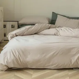 posciel-140-x-200-cm-bezowa-jednokolorowa-z-mikrofibry-poduszka-70x90-cm