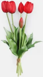 tulipan-silikonowy-czerwony-bukiet-5-tulipanow-43-cm