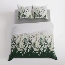 komplet-poscieli-satynowej-160x200-cm-zielona-w-liscie-100percent-bawelna-leafy