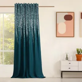 welurowa-zaslona-250x140cm-na-tasmie-ciemnozielona-srebrny-wzor-kropelki