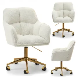 elegancki-fotel-biurowy-obrotowy-regulacja-wysokosci-boucle-isla-krem-zloty