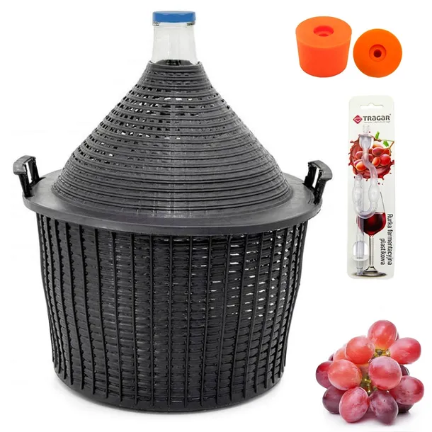 BALON W KOSZU 54L NA WINO DO CYDRU BUTLA ZESTAW KOREK + RURKA