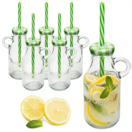 kpl-6x-butelka-z-wieczkiem-i-slomka-300ml-kubek-do-lemoniady-szklana