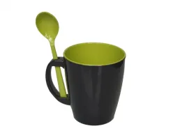 kubek-z-lyzeczka-melaminy-greyline-zielony-gimex