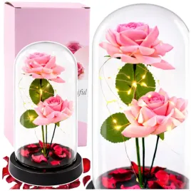 wieczne-roze-w-kopule-z-oswietleniem-led-i-platkami-roz-rozowe-21x11cm