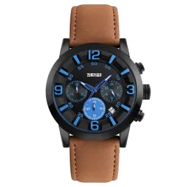 zegarek-meski-skmei-pasek-skora-chronograf-brazowy