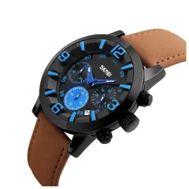 zegarek-meski-skmei-pasek-skora-chronograf-brazowy