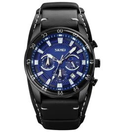 zegarek-meski-skmei-chronograf-pasek-skora-czarny-brazowy