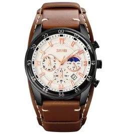 zegarek-meski-skmei-chronograf-pasek-skora-czarny-brazowy