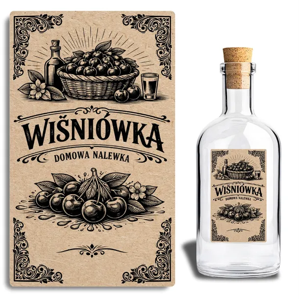 Etykiety na Nalewkę Wiśniową WIŚNIÓWKA | Etykieta na Butelkę 50szt