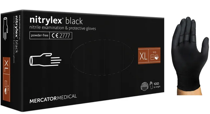 Rękawice RĘKAWICZKI nitrylowe NITRYLEX BLACK 100 szt MERCATOR MEDICAL mocne