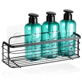 polka-pod-prysznic-metalowa-czarna-przyklejana