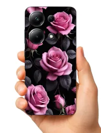 etui-case-do-poco-m6-pro-rosliny-kwiaty-roze-lilie