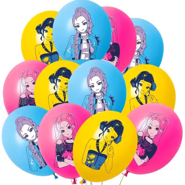 Balony lateksowe KPOP DEMON HUNTERS HUNTRIX MIRA RUMI Urodziny 12szt DHL7