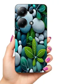etui-case-do-poco-m6-pro-kamienie-liscie-wzorki