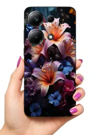 etui-case-do-poco-m6-pro-rosliny-kwiaty-roze-lilie