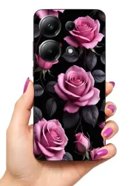 etui-case-do-poco-m6-pro-rosliny-kwiaty-roze-lilie