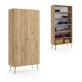 szafa-boho-na-drewnianych-nogach-5-polek-212-87-41-dab-craft-zloty